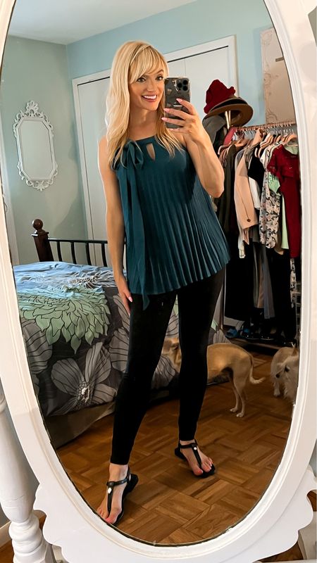 Teal pleated tunic halter top from Amazon Fashion - summer tops - summer outfit ideas - summer style - leggings - summer sandals - summer outfit - date night outfit - casual outfit - Amazon Finds 

#LTKstyletip #LTKunder50 #LTKSeasonal