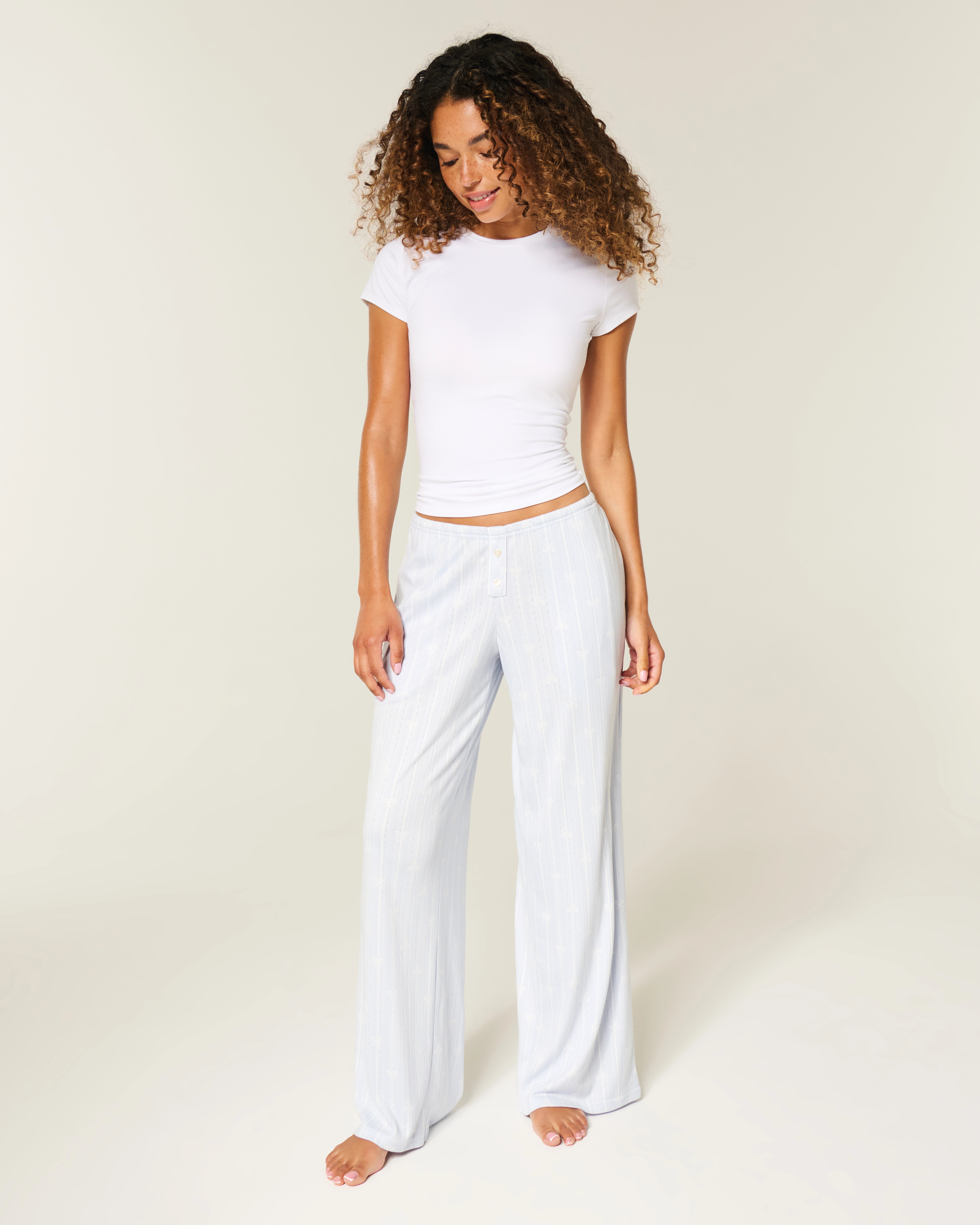 Always Cozy Pointelle Wide-Leg Boxer Pants | Hollister (US)