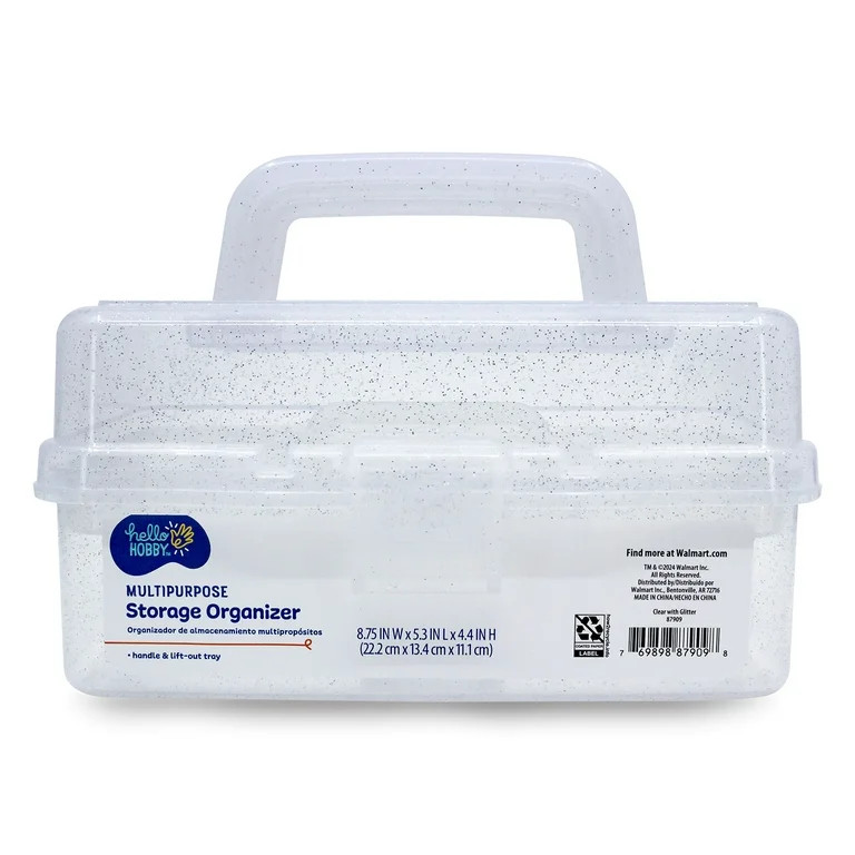 Hello Hobby Arts & Craft Storage Case with Lift Out Tray Clear with Glitter | Walmart (US)