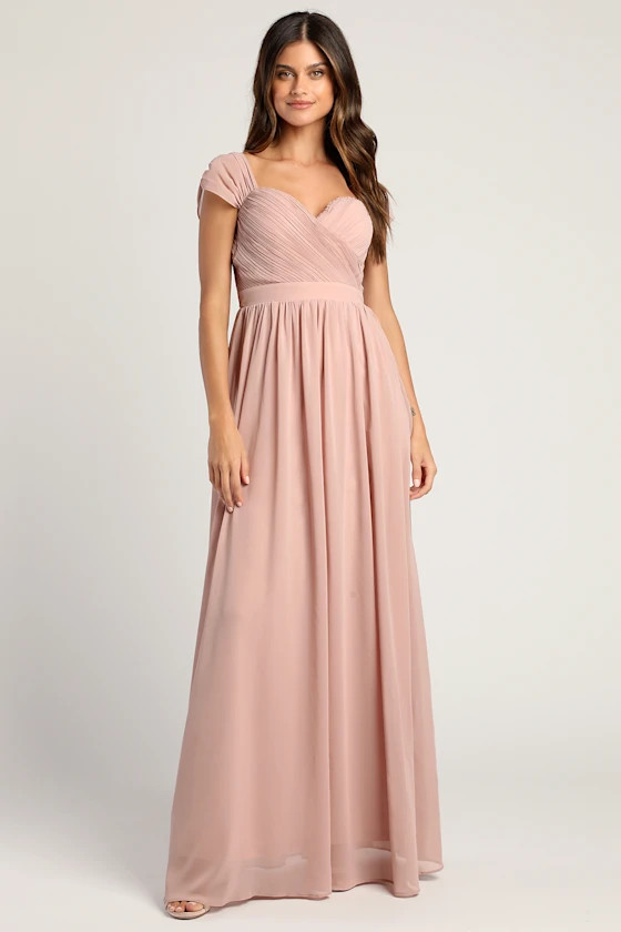 These Nights Mauve Cap Sleeve Sweetheart Maxi Dress | Lulus (US)