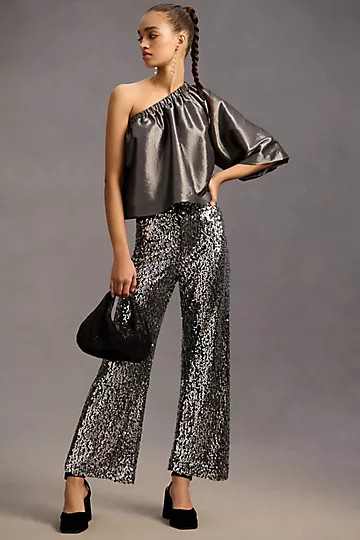 The Colette Cropped Wide-Leg Sequin Pants | Anthropologie (US)