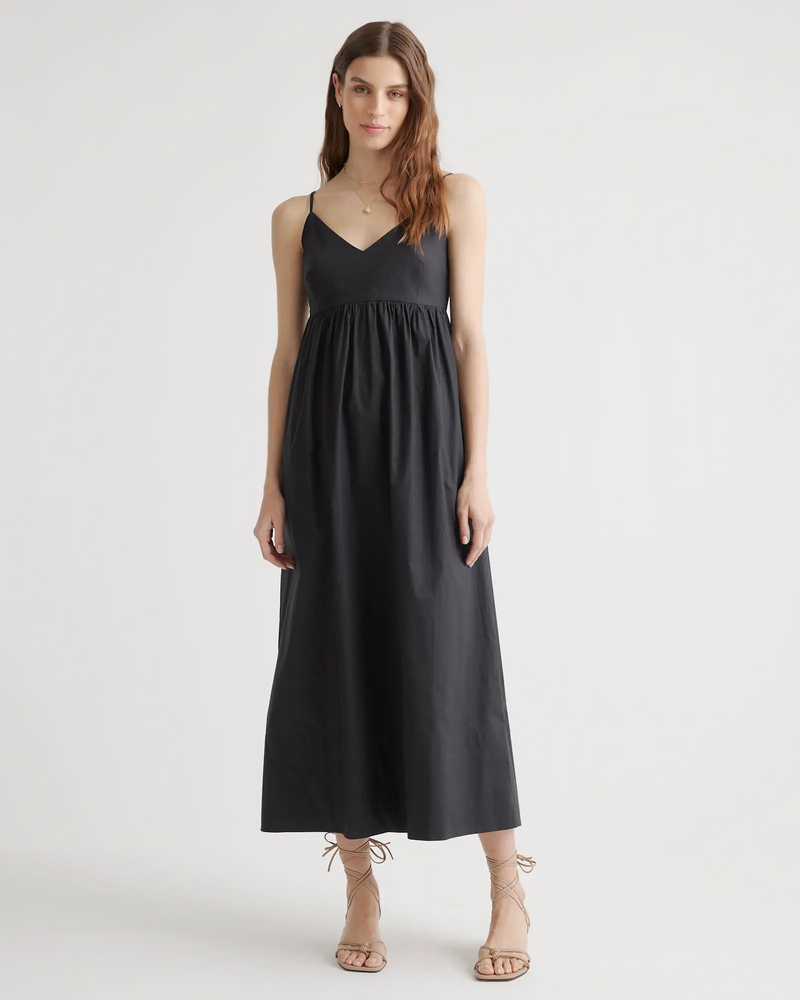 100% Organic Cotton Sleeveless Maxi Dress in Black | Quince