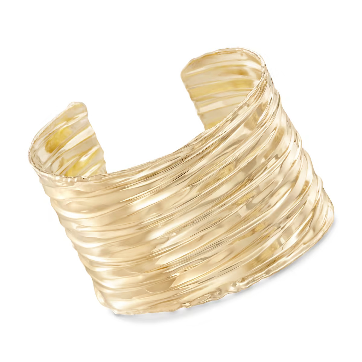 Italian 24kt Gold Over Sterling Rippled Cuff Bracelet | Ross-Simons
