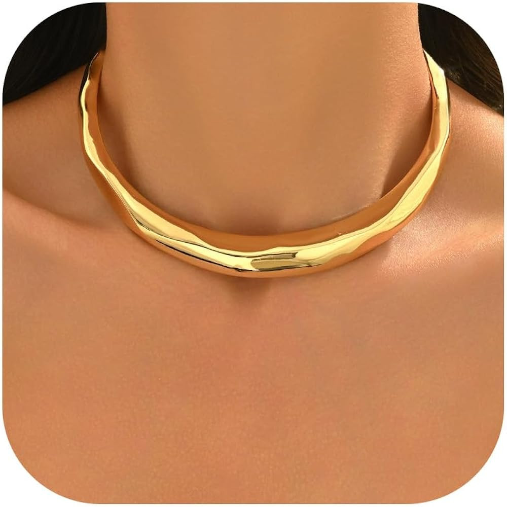 Long tiantian Chunky Gold Necklace Statement Gold Choker Necklaces for Women Exaggerated Ethnic B... | Amazon (US)