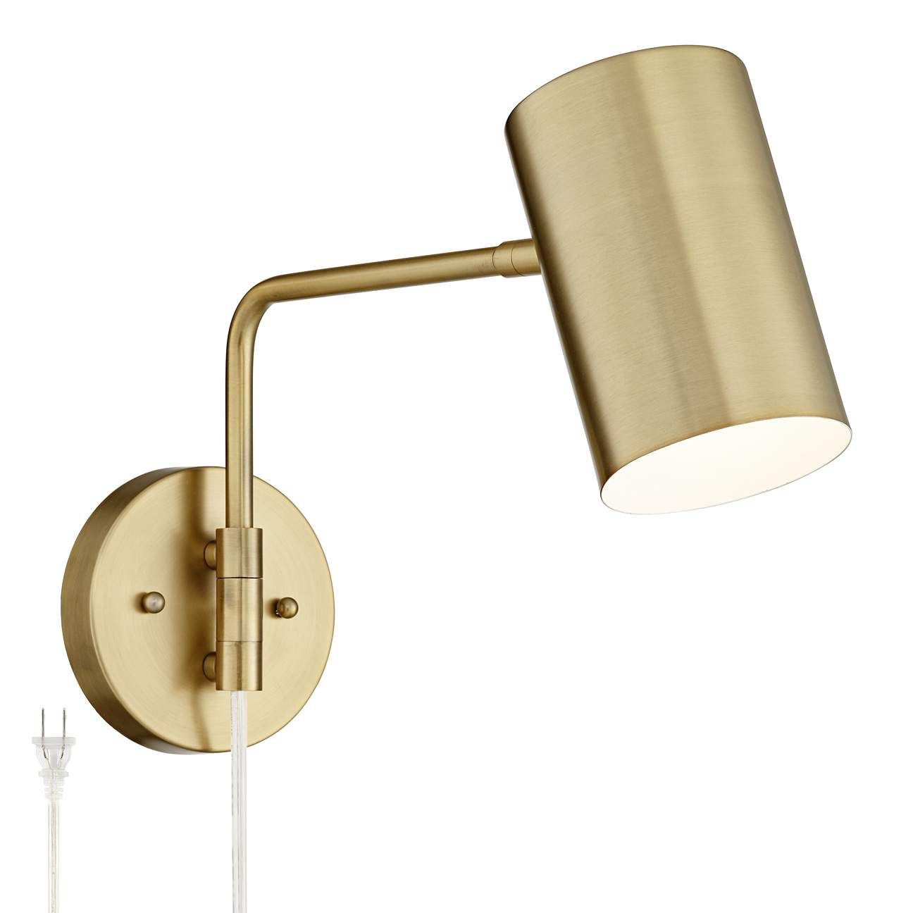 Carla Brushed Brass Down-Light Swing Arm Plug-In Wall Lamp | LampsPlus.com