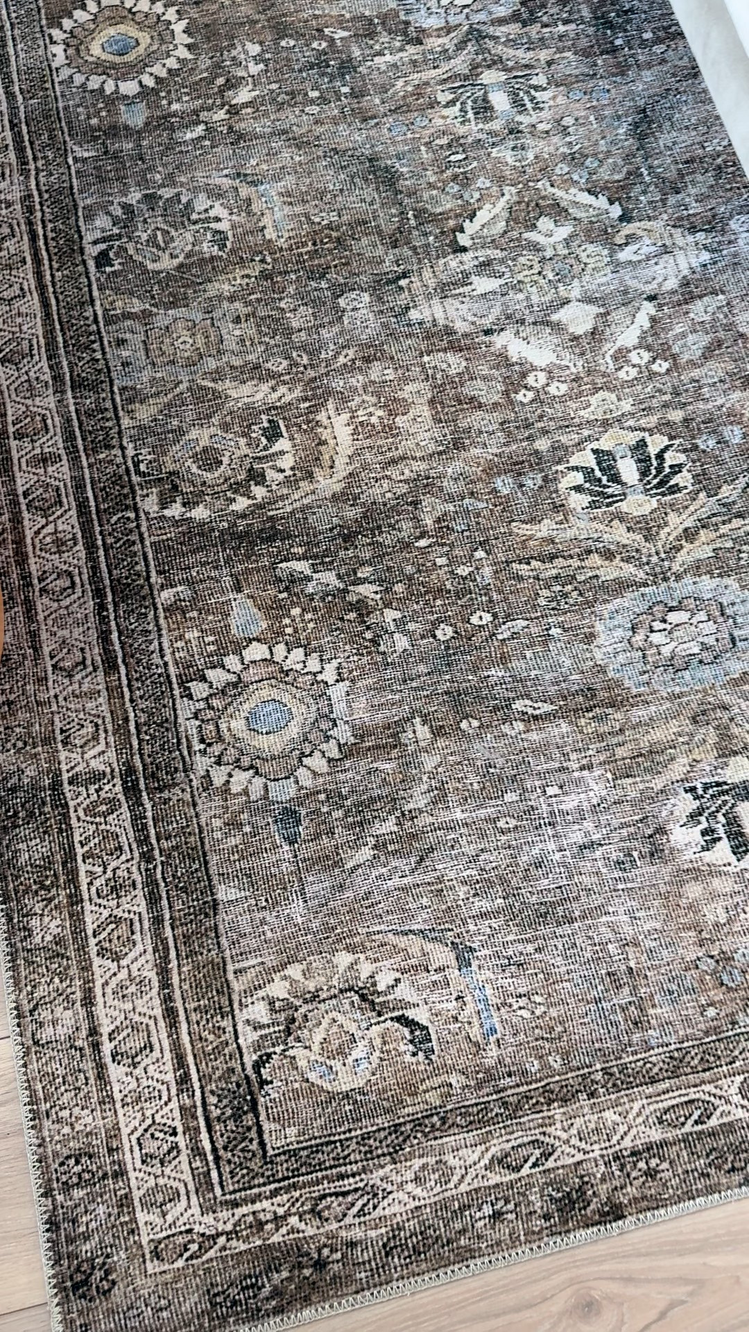 Loloi Layla antique moss area rug for living room, bedroom, runner for kitchen in brown, cream, black with blue accents.  

#LTKHome #LTKSeasonal