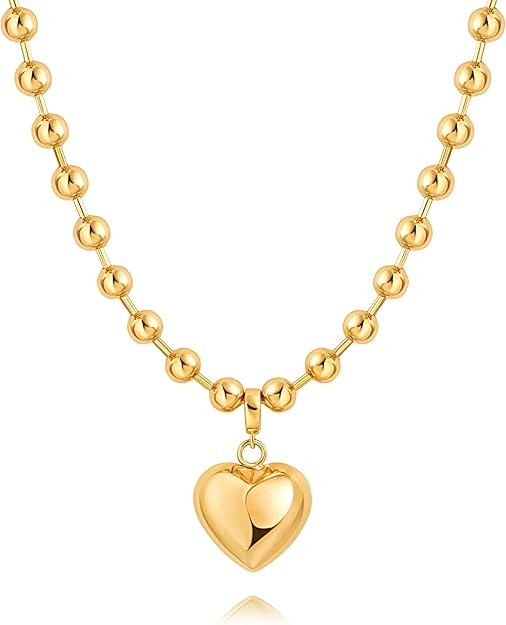 18k Gold Chain Link Necklace for Women, Baroque Pearl/Compass Pendant Necklace | Amazon (US)