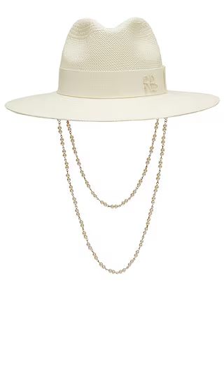 Double Chain Strap Fedora Hat in White | Revolve Clothing (Global)
