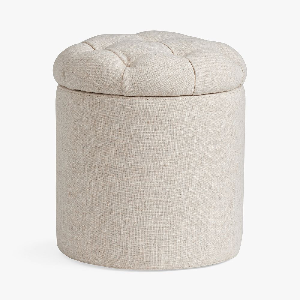 Tufted Round Storage Ottoman | Pottery Barn Teen