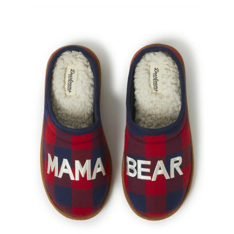 Dearfoams Cozy Comfort Mama Bear Plaid Clog Slippers - Walmart.com | Walmart (US)