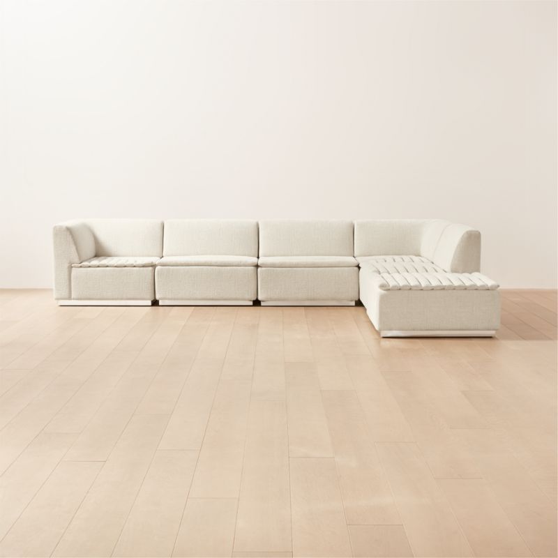 Salon Ivory Chenille Modern 6-Piece Sectional Sofa | CB2 | CB2