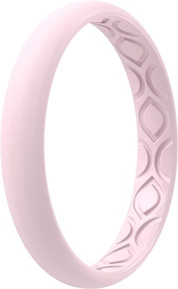 ThunderFit Women Breathable Air Grooves Silicone Wedding Ring Wedding Bands 3mm Width - 1.5mm Thi... | Amazon (US)