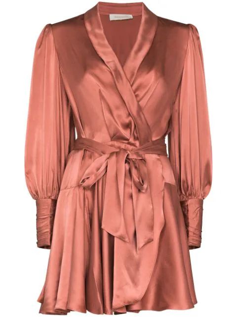 silk wrap mini dress | Farfetch (US)