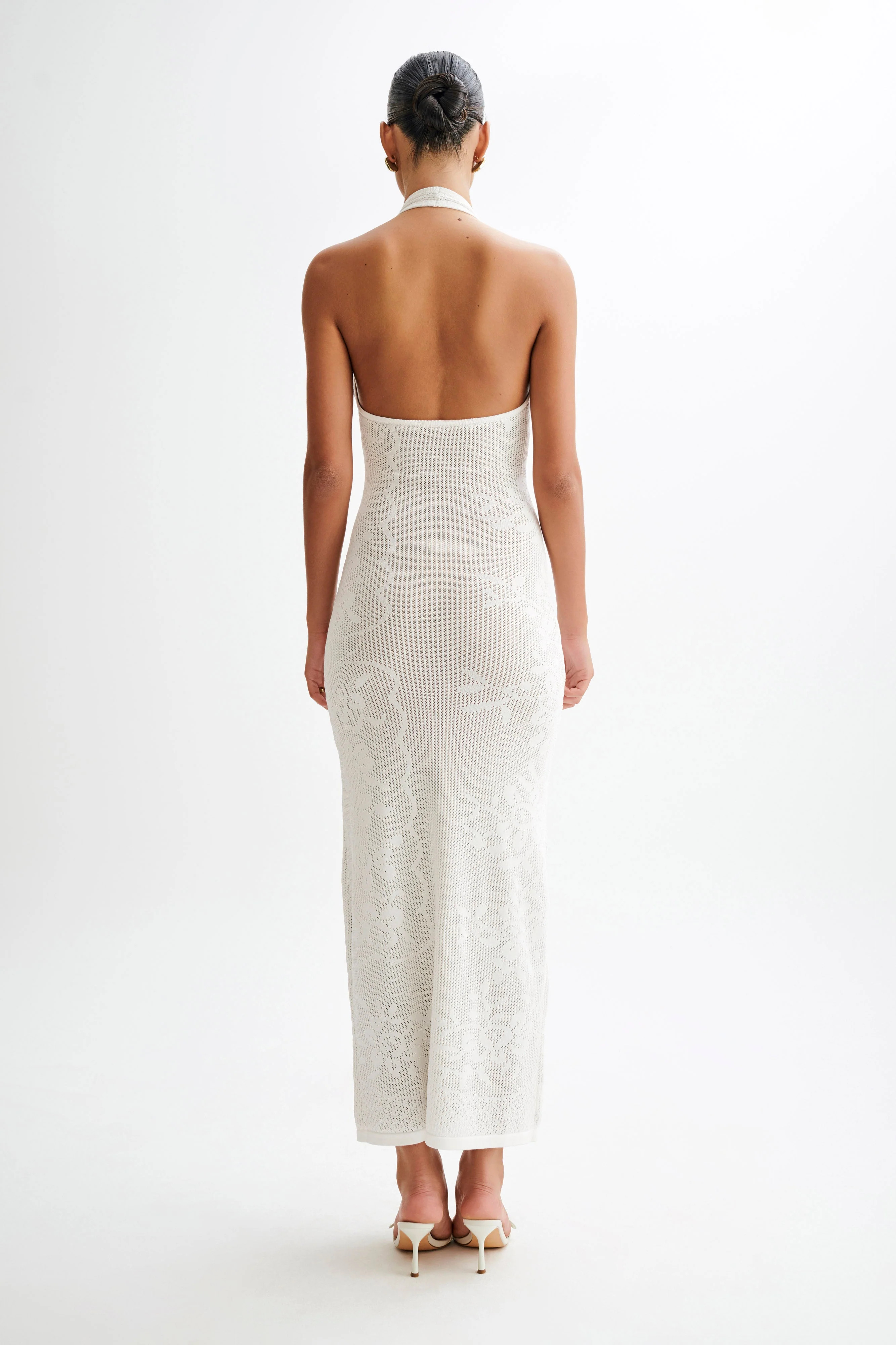 Patrizia Knit Halter Maxi Dress - Ivory | MESHKI US