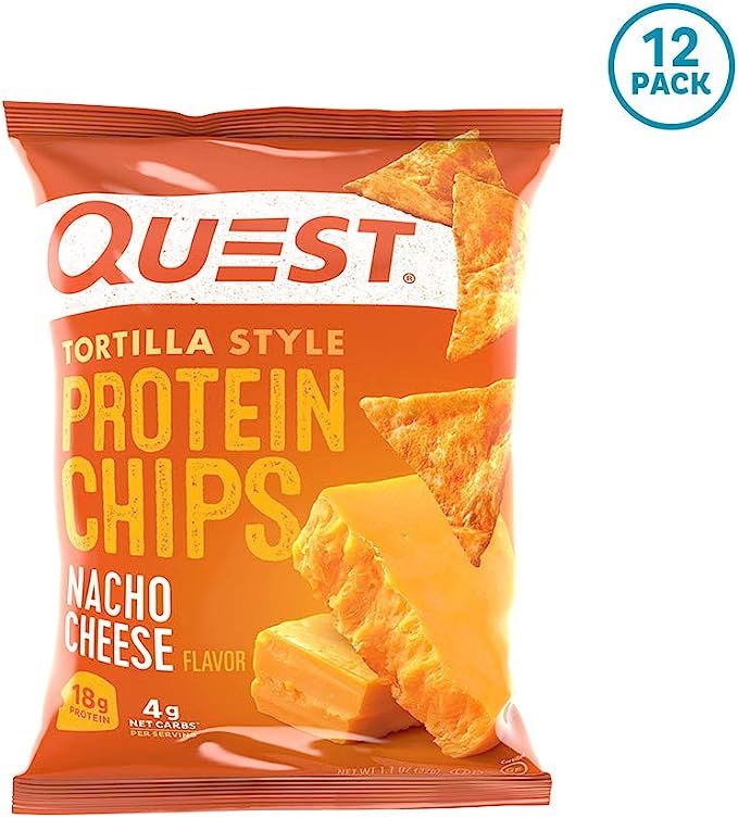 Quest Nutrition Tortilla Style Protein Chips, Nacho Cheese, Low Carb, Gluten Free, Baked, 1.1 Oun... | Amazon (US)