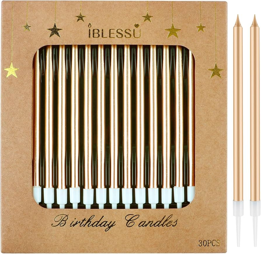 30 Pcs Long Birthday Candles - Birthday Candles, Cake Candles, Tall Birthday Candles, Party Candl... | Amazon (US)