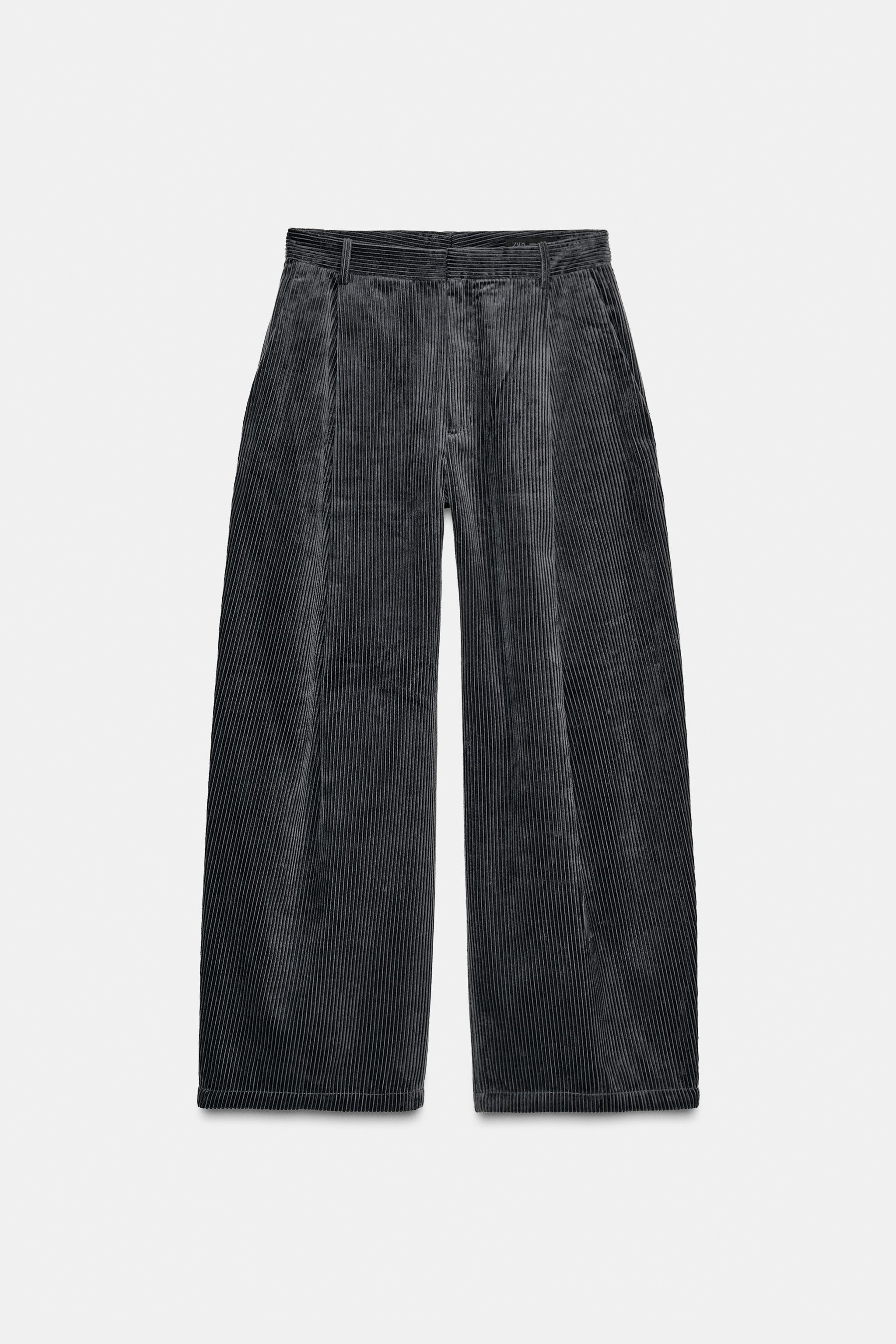 ZW COLLECTION WIDE LEG CORDUROY PLEATED PANTS | Zara US
