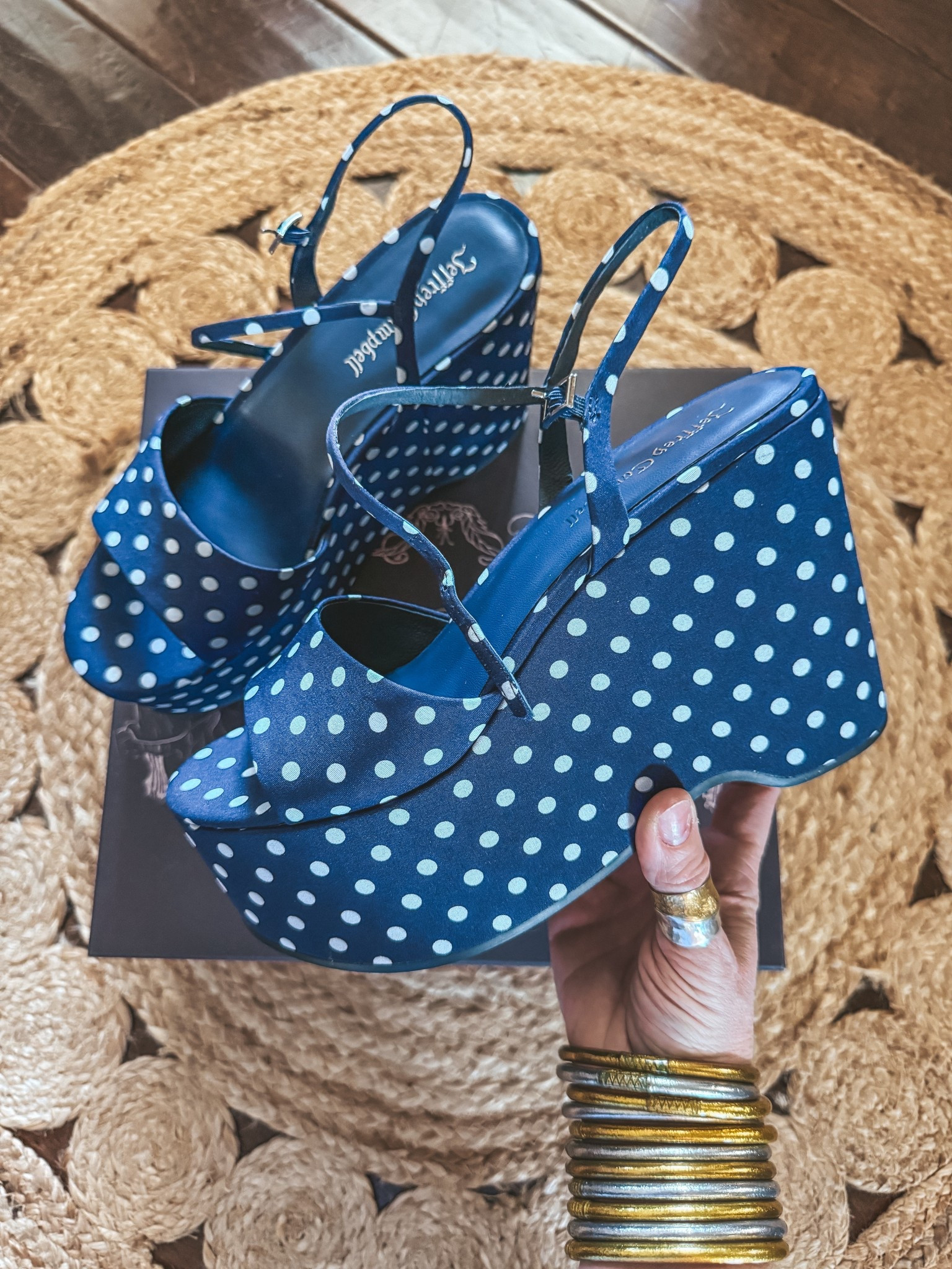 The cutest polka dot platform sandals 
