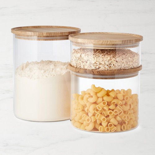Hold Everything Stackable Glass Canister, Ashwood, Set of 3 | Williams-Sonoma
