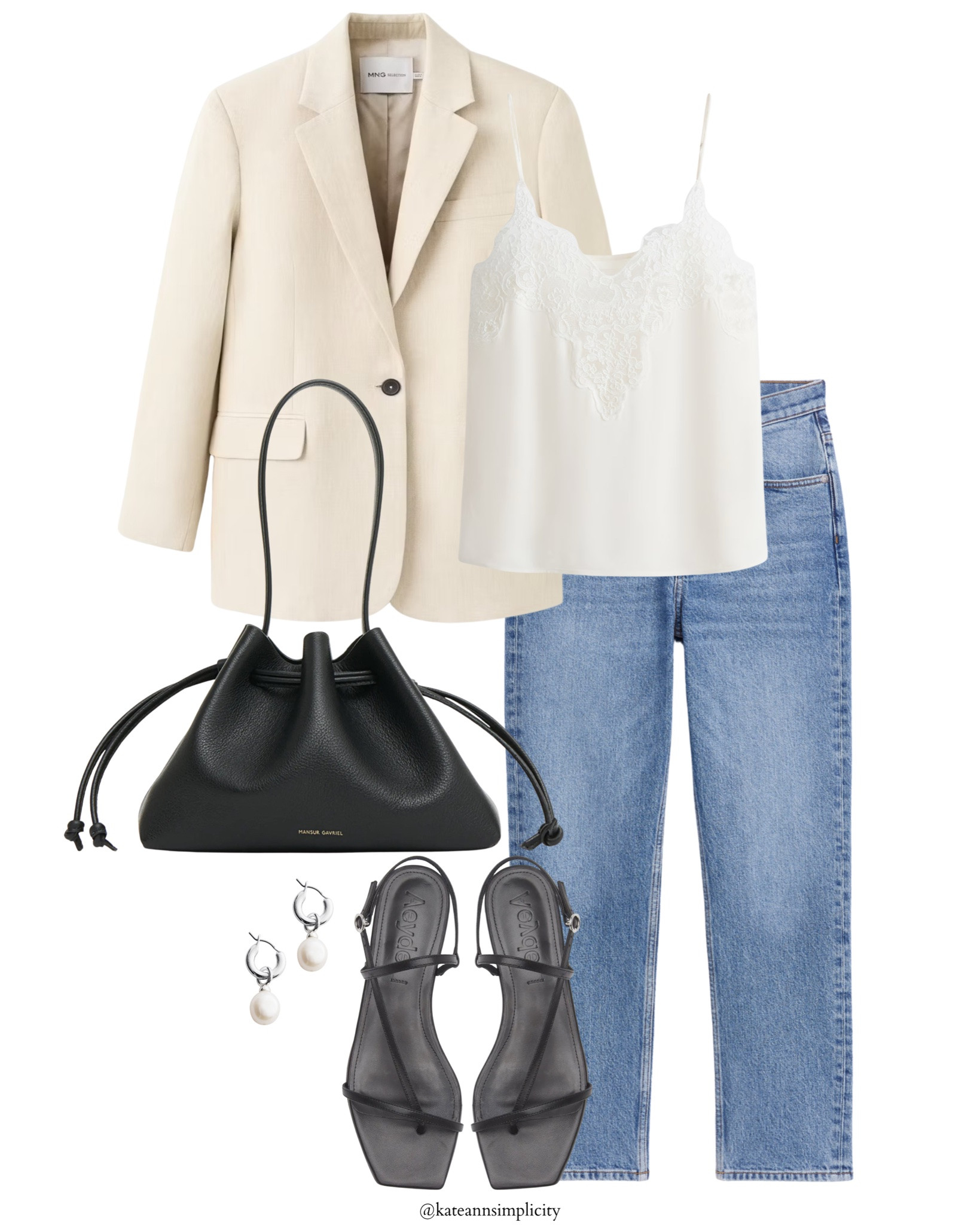 Summer outfit 
Linen blazer 
Lace top
Pouch bag 
Timless and simple

#LTKSeasonal #LTKOver40 #LTKMidsize
