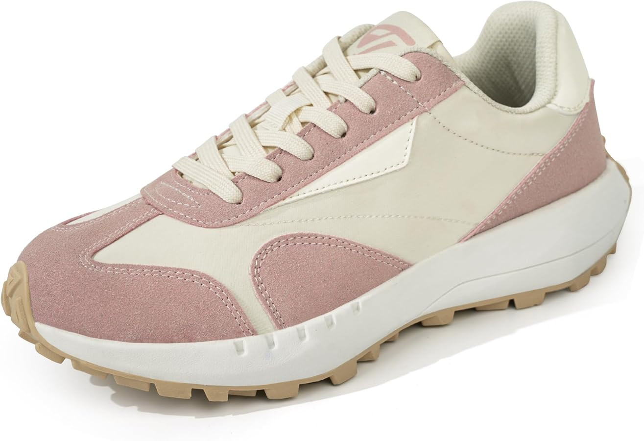 JABASIC Women Lace Up Fashion Sneakers Comfortable Vintage Walking Sports Shoes | Amazon (US)