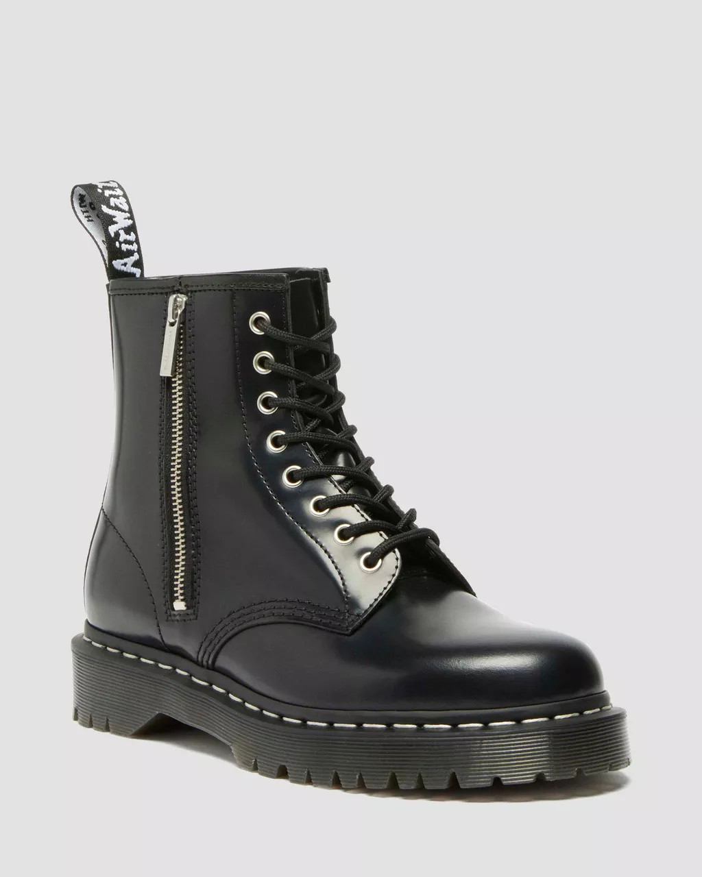 1460 Lace and Zip Smooth leather Boots in Black | Dr. Martens | Dr. Martens