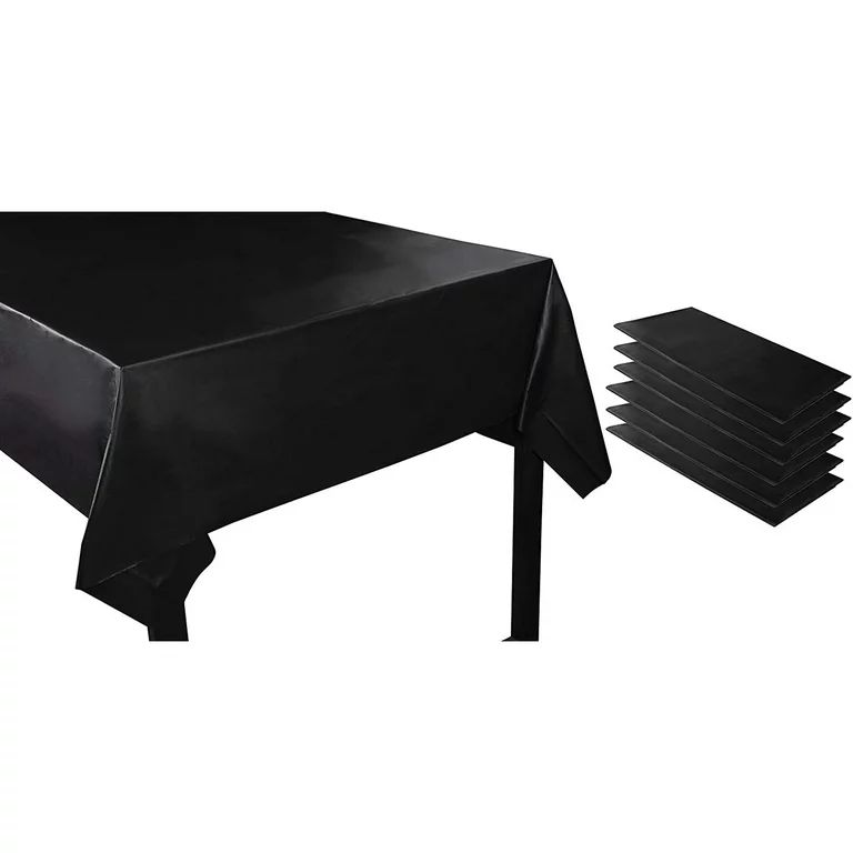 Black Plastic Tablecloth - 6-Pack 54 X 108-Inch Rectangle Black Disposable Graduation Table Cover... | Walmart (US)