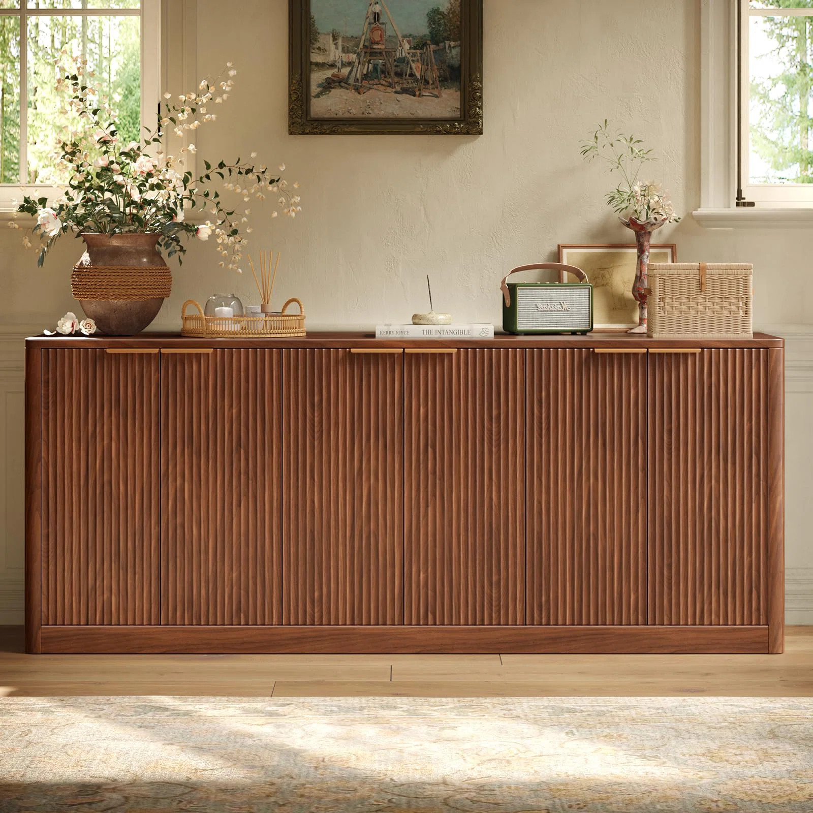 67" Fluted Sideboard Buffet Cabinet With Storage, Large Buffet Cabinet With 6 Doors For Kitchen A... | Wayfair North America