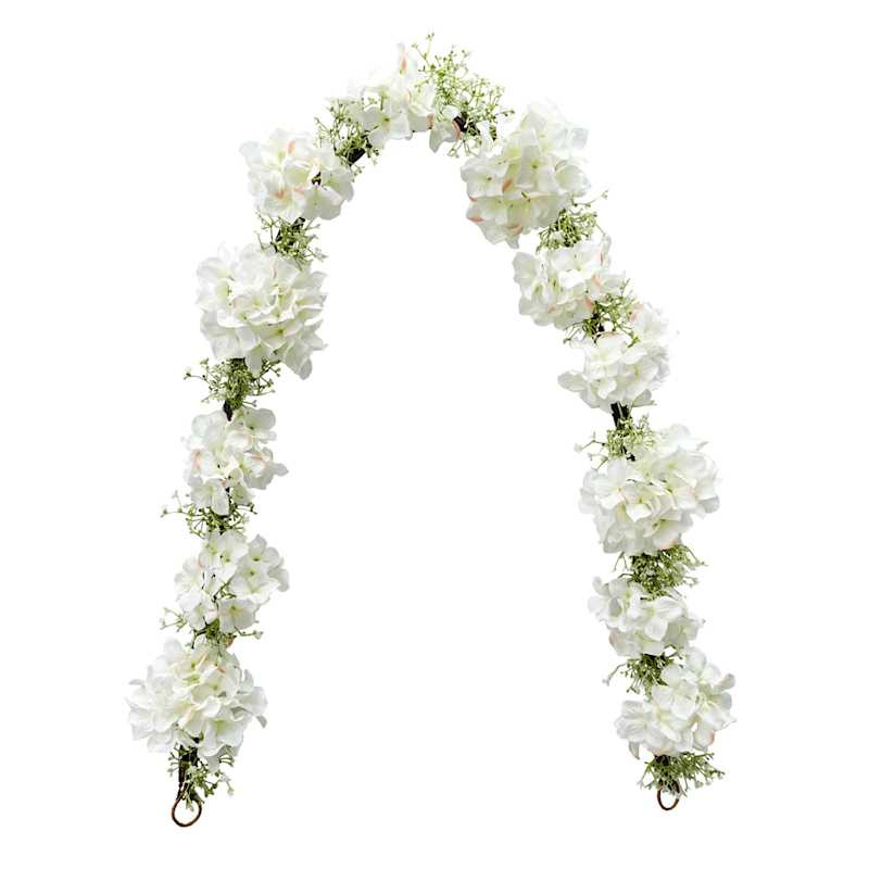 Providence White Hydrangea & Baby's Breath Garland, 6' | At Home