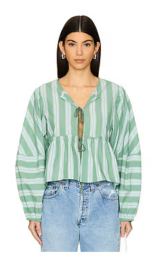 Free People Brunch Babe Blouse in White Spruce Combo from Revolve.com | Revolve Clothing (Global)