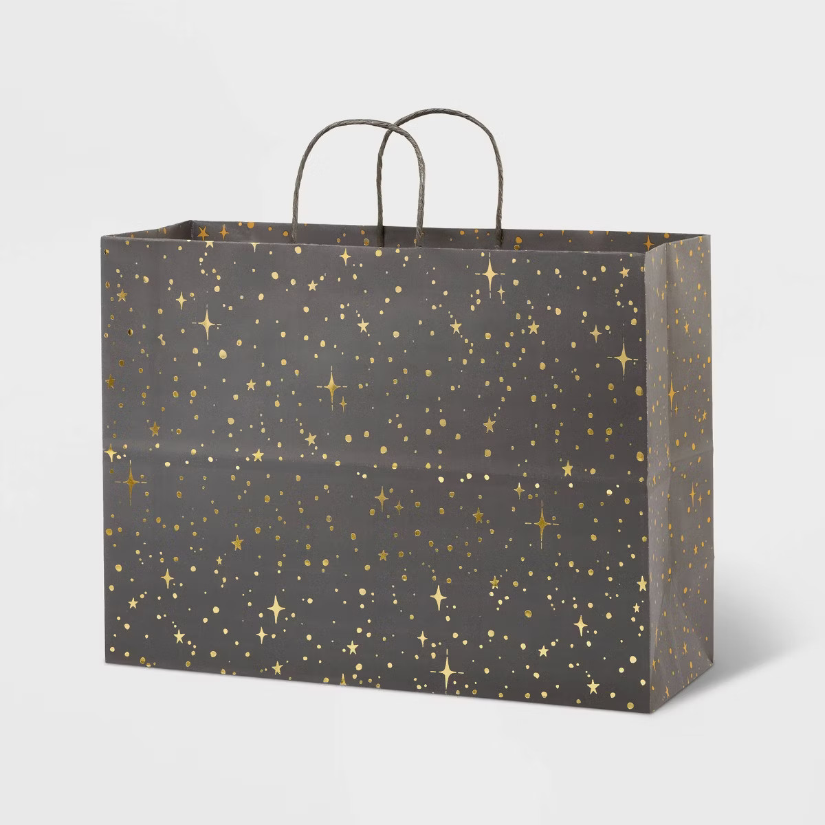 Foil Star Dotted Medium Gift Bag Gray - Spritz™: Elegant Polka Dots, Paper, for Christmas & Gra... | Target