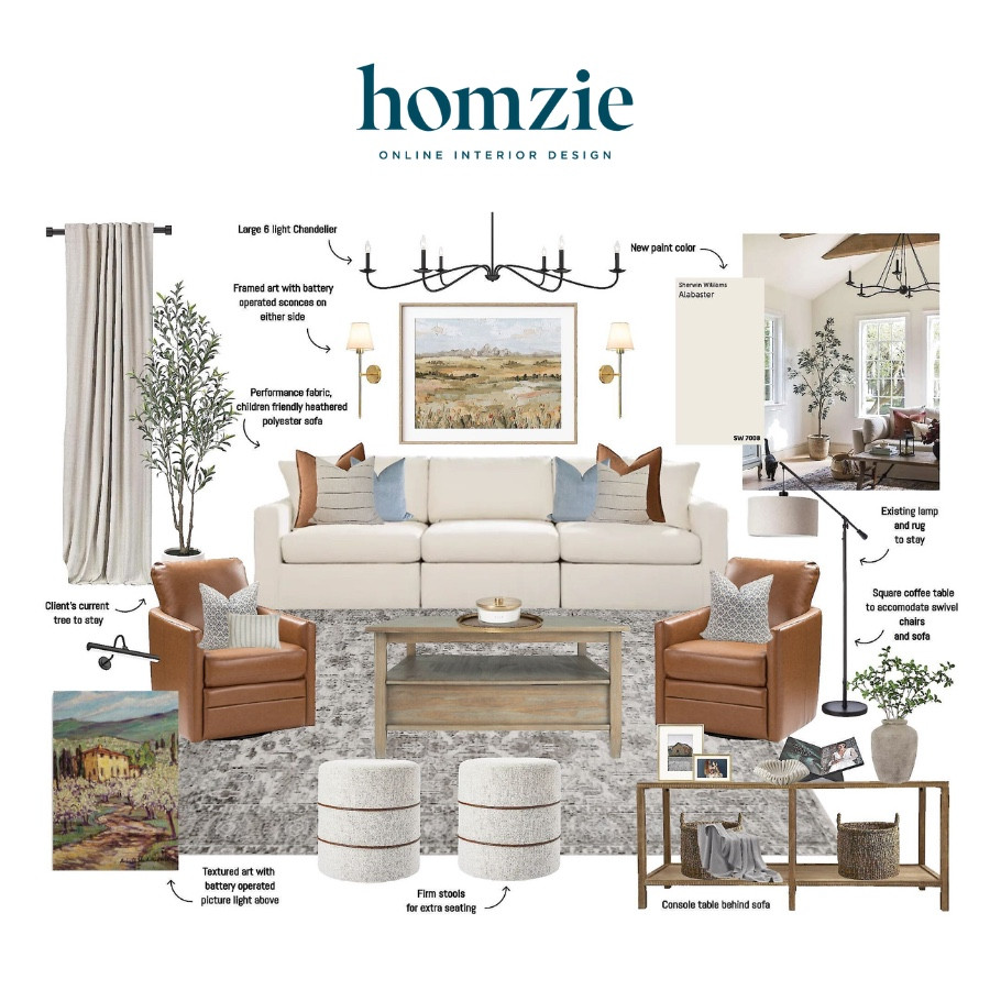 Modern farmhouse living room, neutral sofa, leather recliner, black chandelier, throw pillows, coffee table 

#LTKHome #LTKFindsUnder100 #LTKFamily