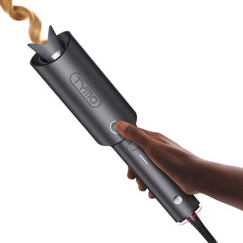 TYMO Automatic Rotating Curling Iron - TYMO CURLPRO Beach Waves Curling Wand, Portable Hair Curler, 500 Million Ionic, Dual Voltage & Lightweight for Travel, Ceramic Coating, 1 Inch, Metallic Gray | Amazon (US)