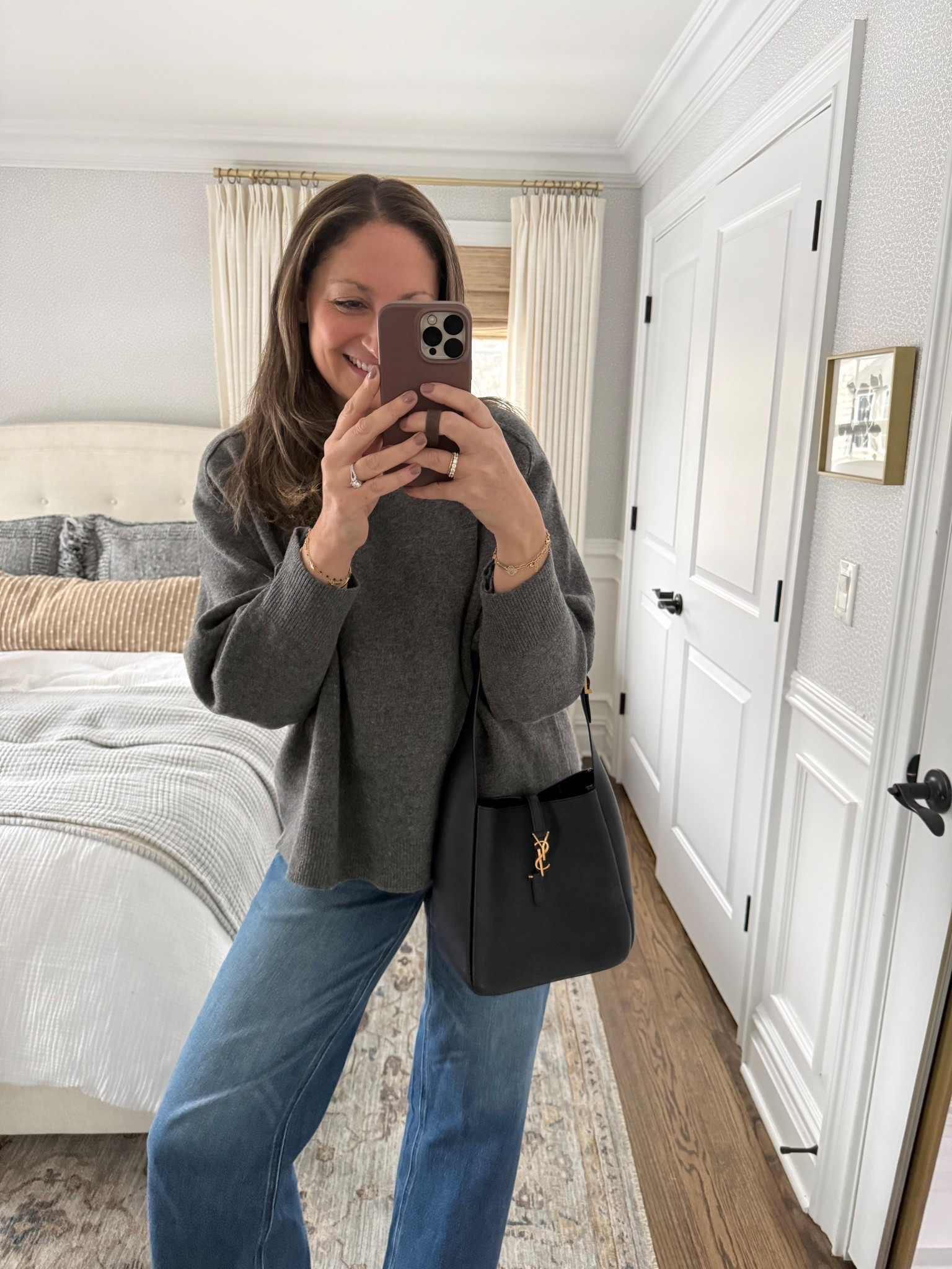 Absolutely obsessed with these $50 jeans from @Quince!!!! Try to size, comfortable,
Flattering and you can’t beat this price. Finally back in stock so grab a pair while you can!! 

And P.S. you can also use my code MICHELLEPULMAN for a free designer bag or piece of jewelry for a month from @Vivrelle!! 

#LTKootd #LTKSaleAlert #LTKselfcare