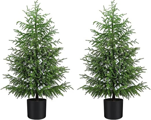 Norfolk Pine Christmas Tree Real Touch Faux Tree with Black Pot, Realistic Indoor Holiday Decor f... | Amazon (US)
