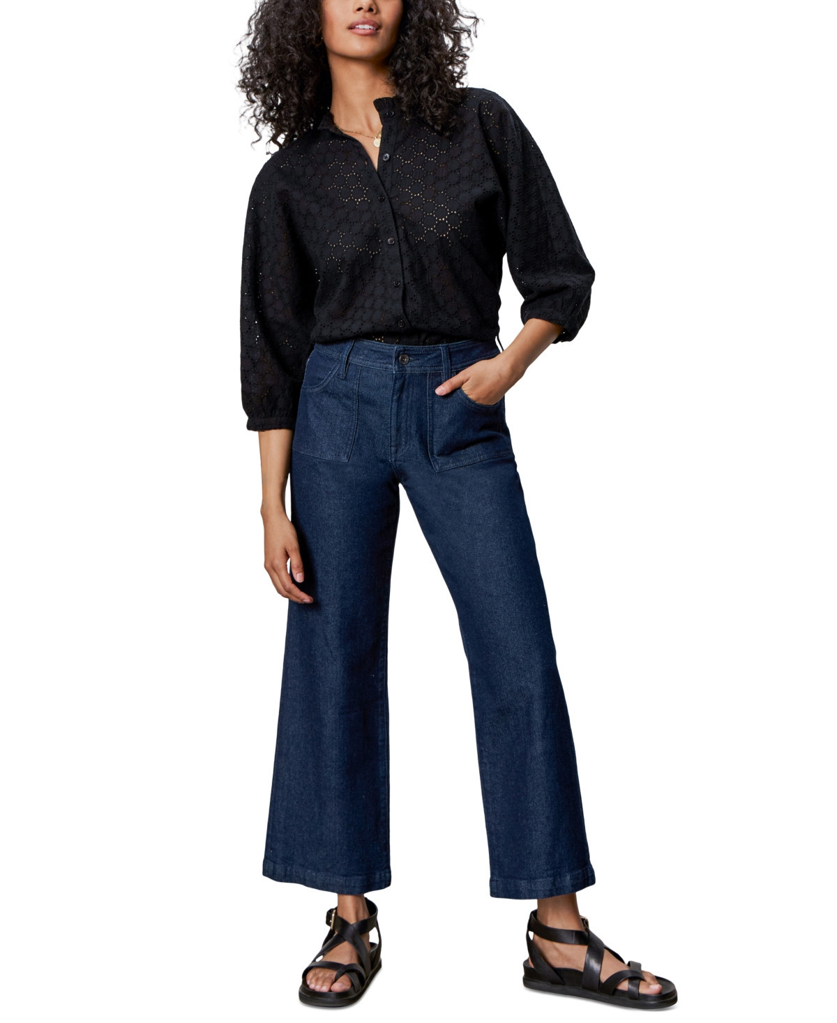 Sanctuary Women's Cotton Petal Drop Blouse - Black | Macy's