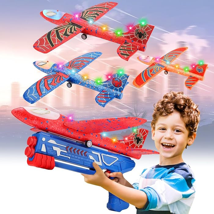Fuwidvia 3 Pack Airplane Launcher Toys, 13.2'' Spider LED Foam Glider Catapult Plane Toy for Boys... | Amazon (US)