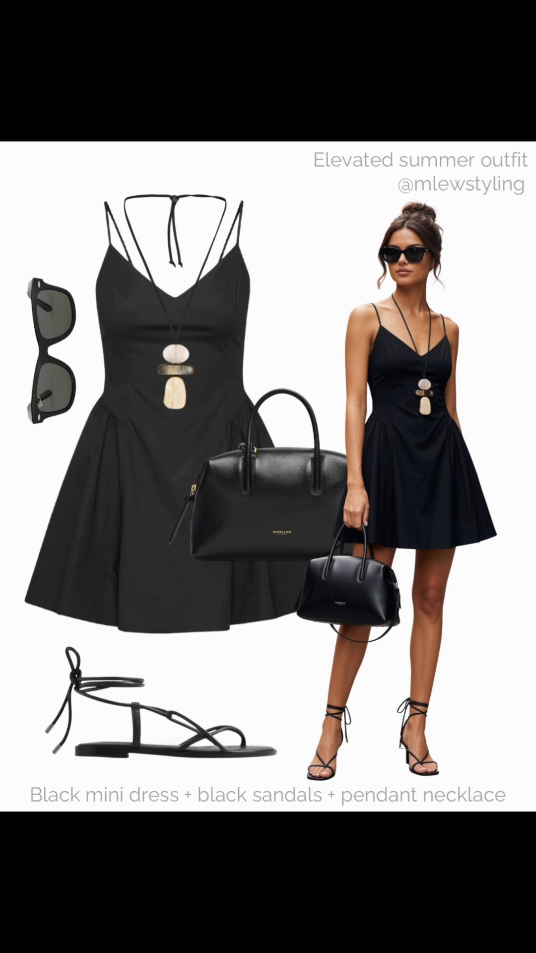 Elevated summer outfit with a black mini dress 〰️

Tags: all-black outfit, demellier handbag, ray-ban sunglasses, strappy sandals, pendant necklace, capsule wardrobe, outfit formulas, Aritzia black dress

#LTKdresses #LTKsummer #LTKstyletip