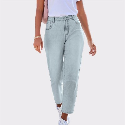 Women's Light Wash Mom Jeans - LASCANA - Light Blue Wash Solid 8 | Target