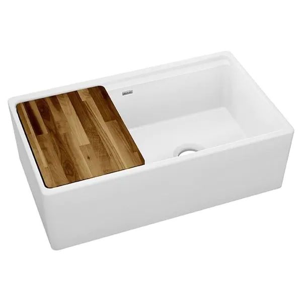 Elkay 33" Farmhouse Double Basin Fireclay Kitchen Sink with Cutting - Overstock - 19390287 | Bed Bath & Beyond