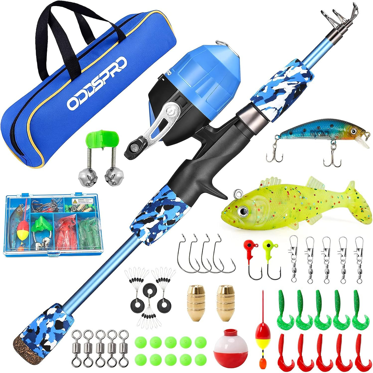 ODDSPRO Kids Fishing Pole Pink, Portable Telescopic Fishing Rod and Reel Combo Kit - with Spincas... | Amazon (US)