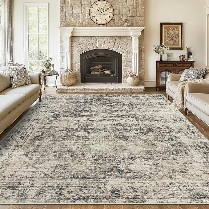 5x7 Area Rugs Washable Rug: Large Vintage Abstract Living Room Rug Soft Anti-Skid Thin Carpet Ind... | Amazon (US)