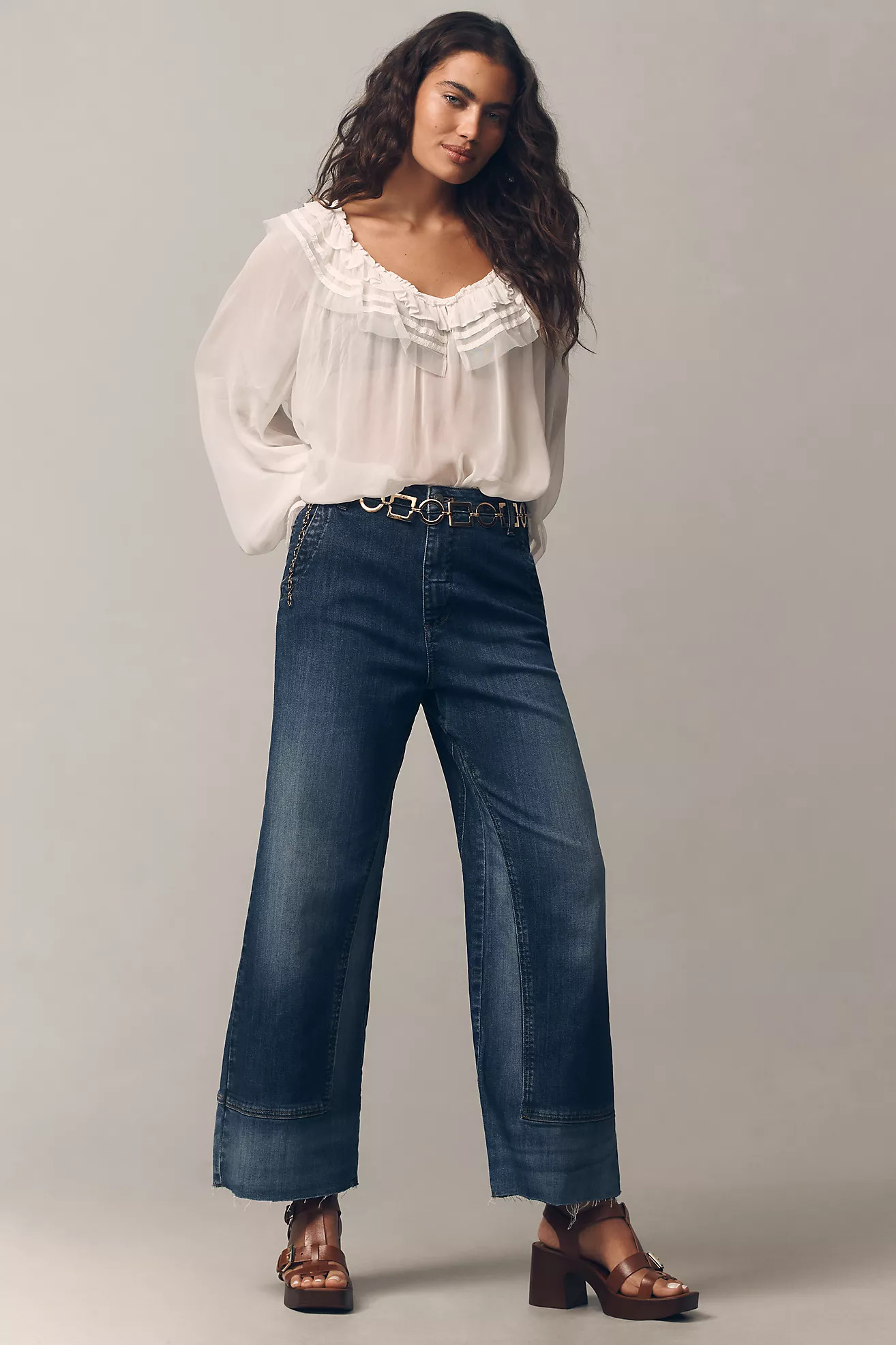Pilcro Tailored Rework High-Rise Wide-Leg Jeans | Anthropologie (US)