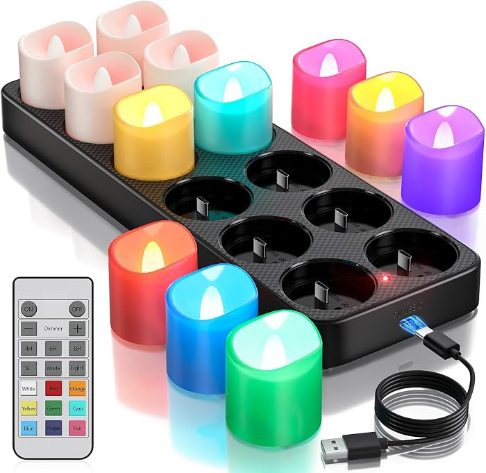 Yme Rechargeable Color Changing Tea Lights Candles with Remote & Timer | Amazon (US)