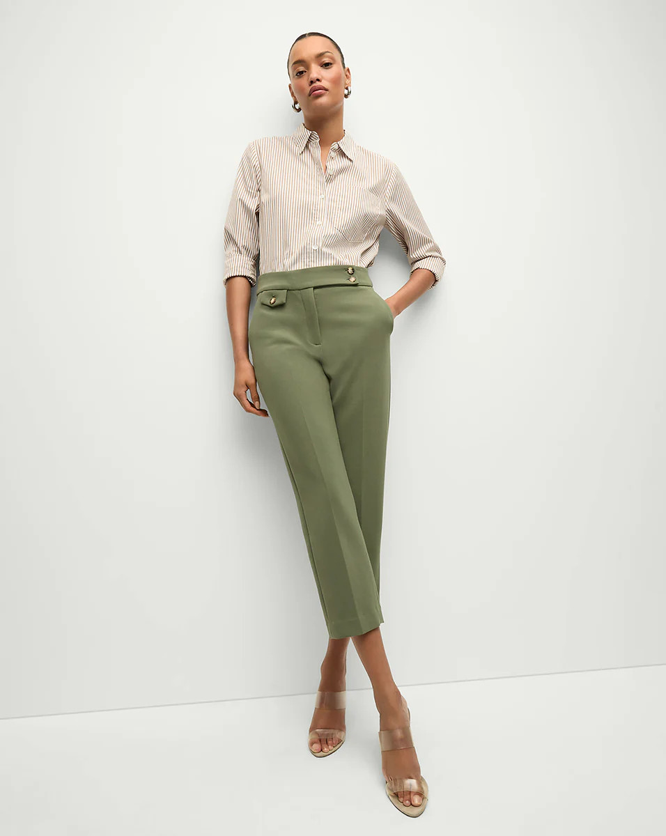 Renzo Cropped Pants in Stone Army Green | Veronica Beard | Veronica Beard