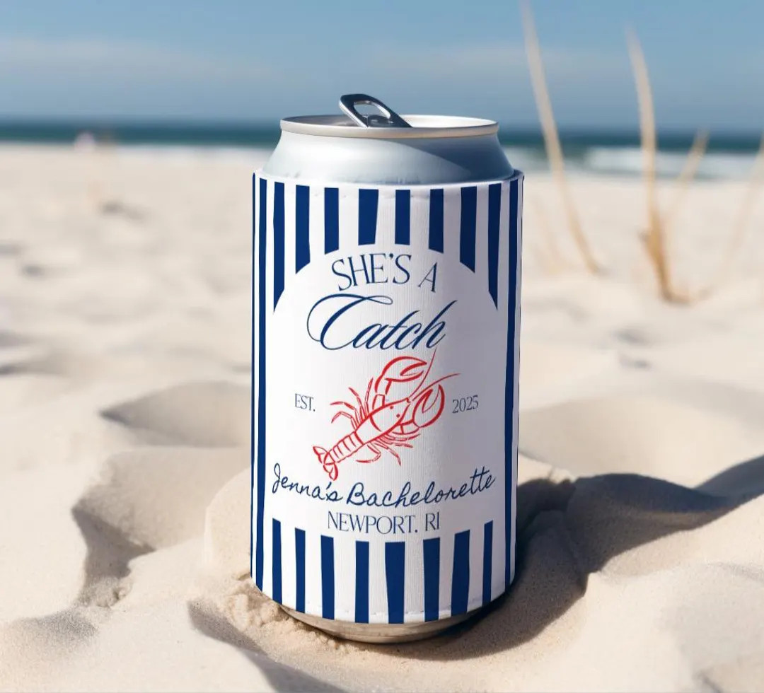 She's a Catch Can Cooler, Shes a Catch Bachelorette Decor, Lobster Bachelorette Can Cooler, Coast... | Etsy (US)