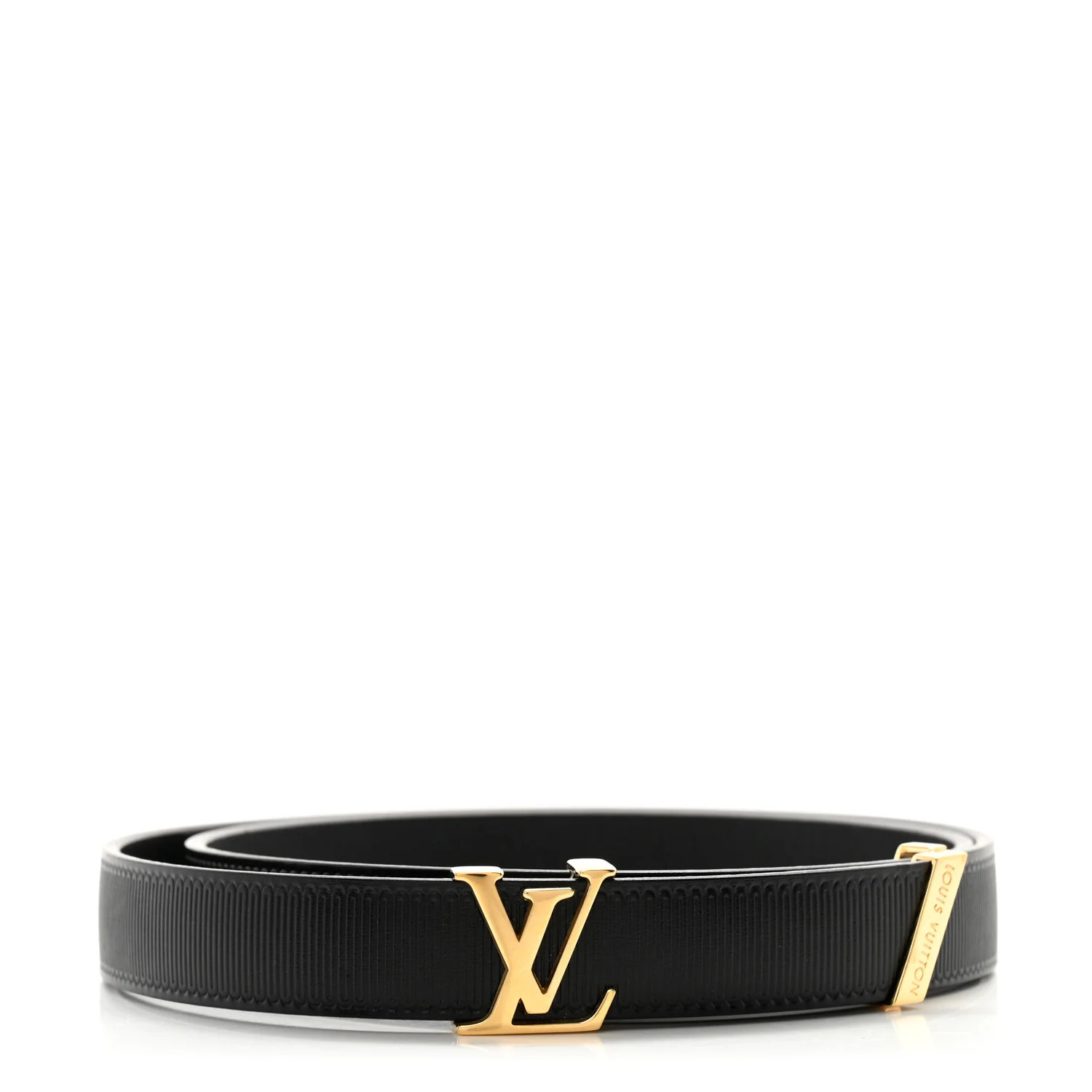 Calfskin Embossed LV Initiales 20mm Belt 75 30 Black | FASHIONPHILE (US)
