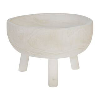 Liv & Skye White Wood 11 in. Decorative Bowl with Legs 15344-02 - The Home Depot | The Home Depot