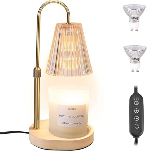 Flameless Candle Warmer Lamp with Timer: Dimmable Candle Warming Lamp with Dimmer & 2 Bulbs, Large Electric No-Flame Wax Melt Light Adjustable Height for All Size Jar Scented Candles, Home Decor | Amazon (US)