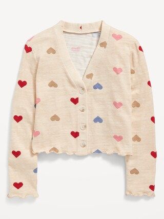 Cozy Slub-Knit Printed Button-Front Cardigan Sweater for Girls | Old Navy (US)